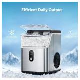 COWSAR Nugget Ice Makers Countertop Soft Chewable Pellet Ice Machine with Auto-Cleaning Function, 35Lbs/24H, Portable Ice Makers for Kitchen, Office, Home,Silver