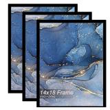 Fxojyvo 14x18 Picture Frame Set of 3, Black Frame for 14 x 18 Inch Picture Poster Photo, Light Weight and High Transparent 14 by 18 Frame for Wall - 3 Pack/Black/14 x18