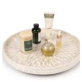 CLAYNIX Mother of Pearl Turntable Organizer - Table & Countertop, Cabinet & Pantry Lazy Susan (15.7 in)