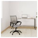 BestOffice | Ergonomic Office Chair | Mid-Back Swivel Desk Chair | Breathable Backrest & Lumbar Support | Adjustable Height | Sponge Seat | Rolling Wheels | Grey | for Adults & Women