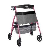 Stander Wonder Rollator Plus Short, Lightweight Junior Folding Mobility Aid for Petite Adults, Seniors, and Elderly, Collapsible Travel Rolling Walker with Four Wheels and Seat, Regal Rose