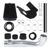 3.5 Inch Cold Air Intake Filter Kit & Heat Shield for Silverado 1500 2014-2018; Sierra 1500 2014-2018; for Cadillac Escalade Suburban Yukon Tahoe 15-20 5.3L 6.2L V8 (Silver Tube & Black Filter)