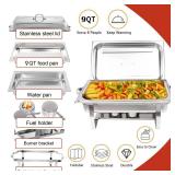 Chafing Dishes for Buffet  9 Quart Stainless Steel Chafer Buffet Servers and Warmers Set with Folding Frame for Weddings Parties Banquets Catering Events