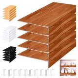 Hoolerry 5 Pcs Wire Shelf Covers Foamed PVC Wire Rack Covers for Removable Closet (Not Wood) Pantry Shelves for Cabinet Bathroom Kitchen Shelving Decoration(Dark Wood Color,32x12inch)