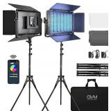 GVM 1500D RGB LED Video Light, 75W Video Lighting Kit with Bluetooth Control, 2 Packs Led Panel Light for Photography, YouTube Studio, Video Shooting, Conference, 1128 Led Beads