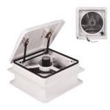 Doppy 14\" RV Roof Vent Fan, 12V Vent Fan With Led Light 12\" Diameter Blade w/White lid, 4 Speed Air Ventilation Ceiling Fan for RV/Trailer/Camper