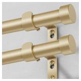 VOIIY 2 Pack Gold Curtain Rods for Windows 28 to 48 Inch(1.5-5 Feet),1\" Diameter Drapery Rods with Modern Style End Cap Finials,Size:30