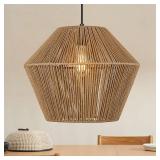 ELYONA Woven Pendant Light, 17â Modern Boho Chandelier Handwoven Rattan Basket Shade, Rustic Pendant Light Fixtures Farmhouse Ceiling Hanging Lamp for Dining Room, Kitchen Bedroom, Entryway, Foye