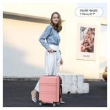 Kono 20\" Carry on Luggage Lightweight with Spinner Wheel TSA Lock Hardside Luggage Small Carry on Suitcase Nude/Rose Pink(20.3\" x 15\" x 8.3\")