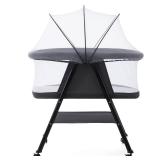 Jaoul Baby Bassinet, Portable Baby Travel Crib for Baby Bed with Wheels Comfy Mattress Mosquito Net Storage for Infant Newborn Lightweight and Breathable Mesh Design Dark Grey