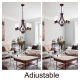 MELUCEE Farmhouse Chandelier Classic 22.6\" Contemporary 5-Light Chandelier Lighting with Clear Glass Shade, Kitchen Light Fixtures Ceiling Foyer Lighting in Oil Rubbed Bronze Finish