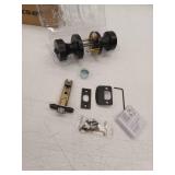 Kwikset Pismo Knob with Round Rose Privacy Door Knob in Iron Black