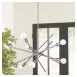 Astra Collection Six-Light Brushed Nickel Mid-Century Modern Chandelier Light - Retail: $391