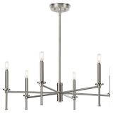Elara Collection Six-Light New Traditional Brushed Nickel Chandelier Light - Retail: $381