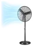 Comfort Zone 30 High-Velocity 3-Speed Industrial Pedestal Fan with Aluminum Blades and Adjustable Height  Black