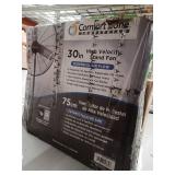 Comfort Zone 30 High-Velocity 3-Speed Industrial Pedestal Fan with Aluminum Blades and Adjustable Height  Black
