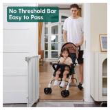Babelio Baby Gate for Stairs, Kitchen & Doorways, 26-41\" W 28\" H No Bottom Bar| Easy Installation| One-Handed Operation| Auto-Close| Hardware Mount Safety Dog/Pet Gate Indoor (White)