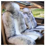 OKAYDA Australian Sheepskin Car Seat Covers - Genuine Wool Seat Cushion, Easy-Install, Side Airbag Safe, All-Season Comfort & Universal Fit for Cars, Trucks, SUVs, Vans (1-Piece Grey Tips)