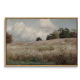 InSimSea Framed Canvas Wall Art Vintage Decor, Farmhouse Scenery Vast Field Grassland Paintings, Large Prints, Nature Landscape Wall Decoration for Living Room Bedroom Bathroom Home Decor, 16\"x24\"