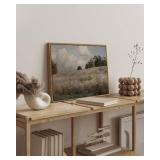 InSimSea Framed Canvas Wall Art Vintage Decor, Farmhouse Scenery Vast Field Grassland Paintings, Large Prints, Nature Landscape Wall Decoration for Living Room Bedroom Bathroom Home Decor, 16\"x24\"