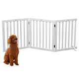 Dog Gate Wooden Freestanding Pet Gate3 Panel 23.6\" Height White Indoor Dog Fences,House Gate for Doorways & Stairs