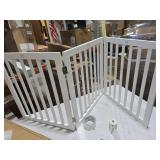 Dog Gate Wooden Freestanding Pet Gate3 Panel 23.6\" Height White Indoor Dog Fences,House Gate for Doorways & Stairs