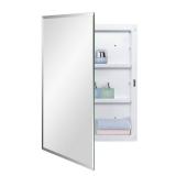 IDYLLOR Plastic Bathroom Medicine Mirror Cabinet 16 x 22 inch, Surface and Recessed Mount, Beveled Edge Mirror