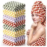 Windkream 8 Pcs Checkered Large Bath Towels Bulk 27.56 x 55.12 Inch Soft Colorful Bath Towels Checkered Towels for Bathroom Spa Shower Gifting Hotel Gym Beach Pool