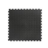VersaTex Garage Floor 18 x 18 inch Square Plastic Raised Coin Interlocking Floor Tiles for Home Gym, Garage Flooring, Trade Show Flooring, Basement Tiles, 24 Pack (Black)