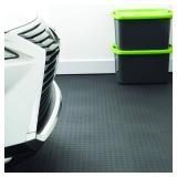 VersaTex Garage Floor 18 x 18 inch Square Plastic Raised Coin Interlocking Floor Tiles for Home Gym, Garage Flooring, Trade Show Flooring, Basement Tiles, 24 Pack (Black)