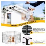 FDW 30 Inch Dog Pen 8 Panel Dog Playpen Indoor Outdoor Metal Puppy Pet Fence Portable Folding Animal Exercise Fence,Black
