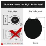 Angel Shield Toilet Seat with Zinc Alloy Hinges Quiet-Close Quick-Release Wood Molded UV Lid Easy Clean(Round,Black)