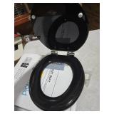 Angel Shield Toilet Seat with Zinc Alloy Hinges Quiet-Close Quick-Release Wood Molded UV Lid Easy Clean(Round,Black)