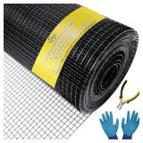 Black Hardware Cloth 1/2 inch 24 x 100ft 19 Gauge PVC Coated Wire Mesh Roll Welded Wire Fence Roll Poultry Netting Snake Fence Rabbit Cages Rodent Wire Chicken Wire Fencing Gopher Wire Cloth