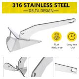 Garvee Upgraded Boat Anchor, 316 Stainless Steel Delta-Style Anchor, Heavy Duty Triangular Anchor 11lbs / 17lbs / 22lbs Wing Style Triangle Anchor