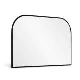 Minuover Modern Large Wall Mirror, Modern Mantel Minimalist Home Decor, Brushed Black Metal Framed Arched Mirror for Living Room, Bedroom, Fireplace, Mantle, Entryway, Bathroom, 36\" x 24\", Black