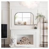 Minuover Modern Large Wall Mirror, Modern Mantel Minimalist Home Decor, Brushed Black Metal Framed Arched Mirror for Living Room, Bedroom, Fireplace, Mantle, Entryway, Bathroom, 36\" x 24\", Black