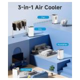 Windowless Portable Air Conditioners, Swamp Cooler with Oscillation, Evaporative Air Cooler with Remote, 7H Timer, Air Coolers Fan with 3Modes&Speeds for Bedroom Indoor Room (White, 9L)