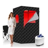 KASUE Portable Infrared Sauna Box for Home, 5-Layer Waterproof, XL Steamer, Folding Chair, Steam Sauna Tent for Steam Detox Relaxation Spa, Indoor & Outdoor (Black)