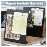 Fainne Magnetic Bulletin Board with Easel Stand Mini Black Magnet Metal Tabletop Memo Display Board for Back to School Menu Table Home Kitchen Office Supplies(11 x 8.5 Inches,1 Pcs)