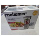 Ranbomer Blender,Blenders for Kitchen,Glass Blender for Shakes and Smoothies,crush ice,51oz Glass Jar,Simple Speed Dial,Black + Stainless Steel