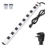 BERIGTTA 8-Outlet Long Metal Heavy Duty Power Strip - 6FT Cord, 15A/1875W, Wide Spaced Outlets, Mountable for Home, Office, Garage, and Workshop