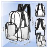 Amylove 48 Pcs Clear Backpack bulk for Stadium Events Heavy Duty PVC Transparent Bookbag for College Workplace Security (15 Inches,Black)