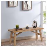 Sawmill Long Wood Bench, 43\" Farmhouse Entryway Bench for Living Dining Room, Rustic Entry Way Benches Seat, Solid Wood, Handcraft Finshed, Natural