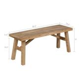 Sawmill Long Wood Bench, 43\" Farmhouse Entryway Bench for Living Dining Room, Rustic Entry Way Benches Seat, Solid Wood, Handcraft Finshed, Natural