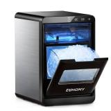 EUHOMY Nugget Ice Maker Countertop, 44Lbs/24H Pebble Ice Maker Machine, Self-Cleaning Pellet Ice Machine with Ice Scoop&Basket, Sonic Countertop Ice Machine for Home/Kitchen/Office(Black)