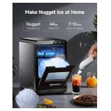 EUHOMY Nugget Ice Maker Countertop, 44Lbs/24H Pebble Ice Maker Machine, Self-Cleaning Pellet Ice Machine with Ice Scoop&Basket, Sonic Countertop Ice Machine for Home/Kitchen/Office(Black)