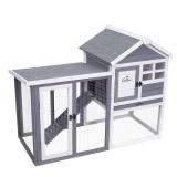 GEGURI Large Rabbit Hutch Indoor Outdoor Chicken Coop Wooden Bunny Cage with Waterproof Roof (48