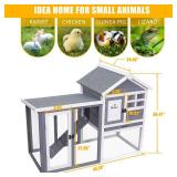 GEGURI Large Rabbit Hutch Indoor Outdoor Chicken Coop Wooden Bunny Cage with Waterproof Roof (48
