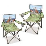 2 Pcs Animal Pattern Camping Chair,Folding Backpacking Lightweight Beach Chair w/Cup Holder,Mesh Side Pocket,Carry Bag,Portable Lawn Chair for Adults Family Outdoor Parties,Hiking,Giraffes